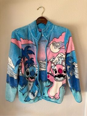 Disney Lilo & Stitch Angel Plush Scenic Fleece Jacket Size Small
